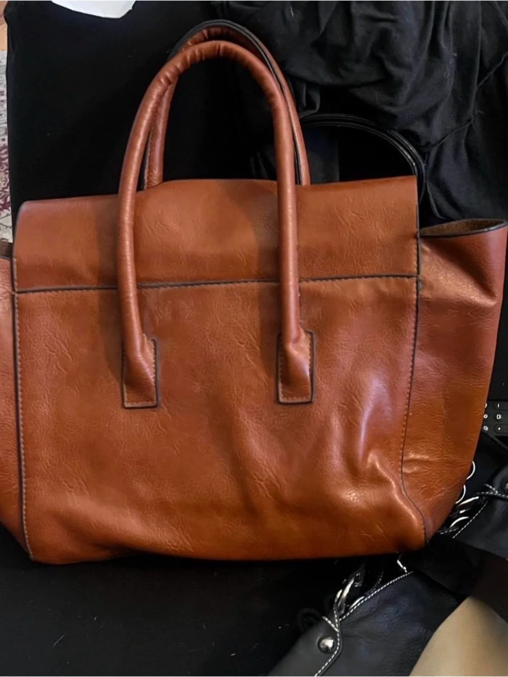 Men's Tan Leather Briefcase Tote - Structured Work Bag